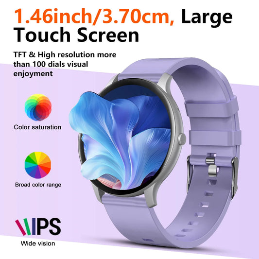 LAXASFIT 2025 Women's Smart Watch Bluetooth Talk 1.46 Touch Screen Health Monitoring IP68 Waterproof Men's Fitness Smartwatch