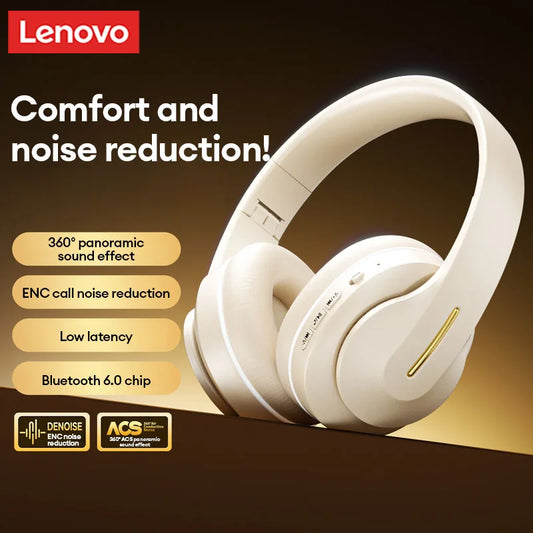 Lenovo LES-107 Wireless Over-Ear Bluetooth Sport Headphones Noise Cancelling Foldable Gaming Headset HiFi Bass Long Battery Life