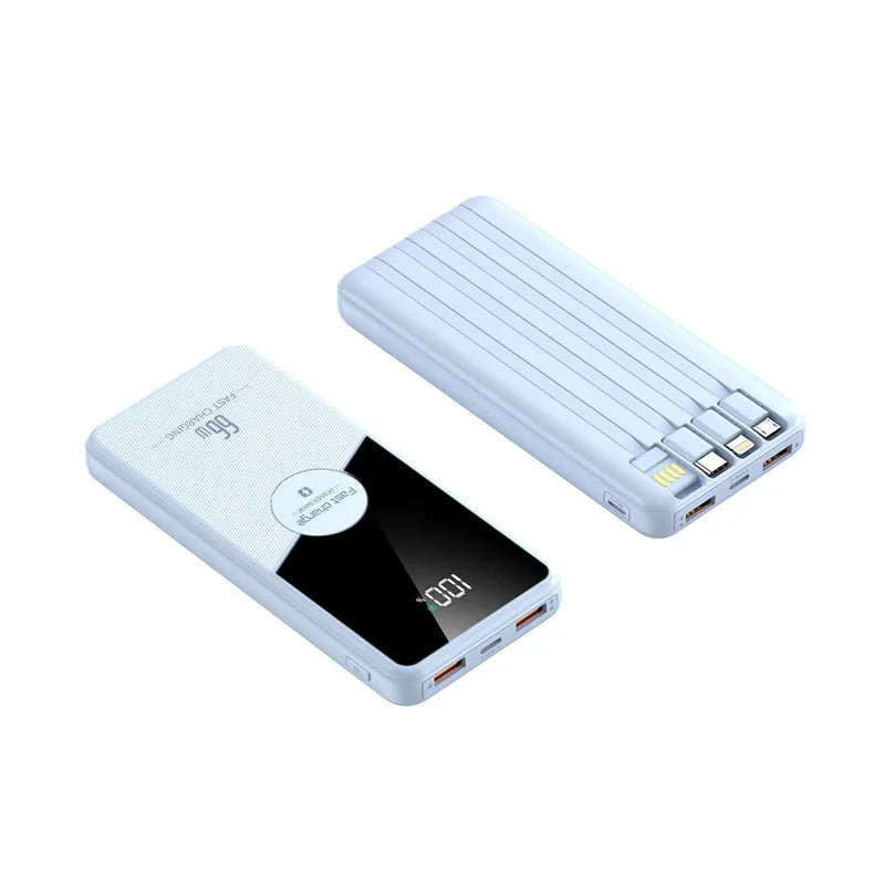 20000mAh Power Bank  Large Capacity With 4 Cables Fast Charging Portable Battery Charger for iPhone Samsung Xiaomi