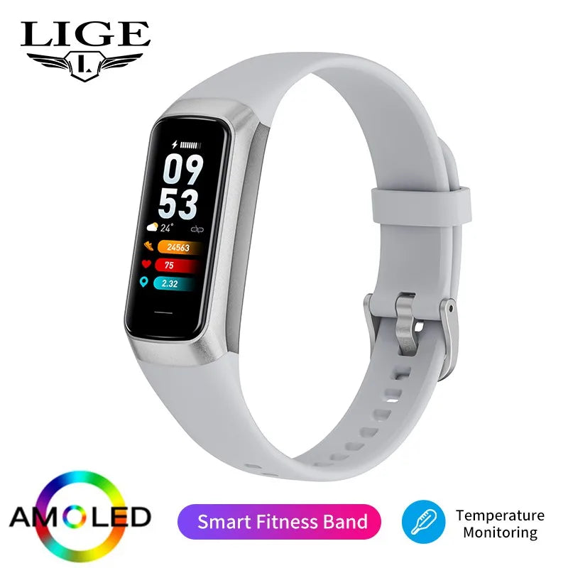 LIGE Smartband Sports Sleep Health Temperature Monitoring Lightweigh Design Message Reminder Men Women Smart Watch USA Logistics