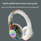 New Graffiti Wireless Overhead Headset with Mic LED Light LX-8686 High Quality TF Card Bluetooth Headphones for PC Gaming Child