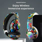 New Graffiti Wireless Overhead Headset with Mic LED Light LX-8686 High Quality TF Card Bluetooth Headphones for PC Gaming Child