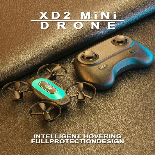 The Mini drone XD2 features four-circle air pressure protection and a 360° rotation-controlled fixed-height quadcopter.