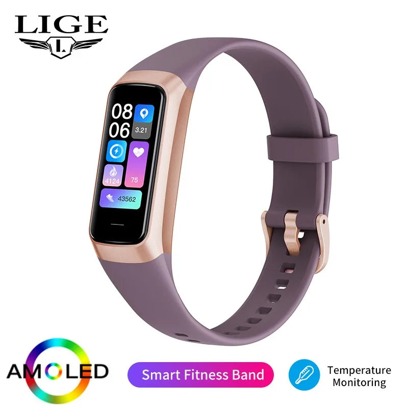 LIGE Smartband Sports Sleep Health Temperature Monitoring Lightweigh Design Message Reminder Men Women Smart Watch USA Logistics