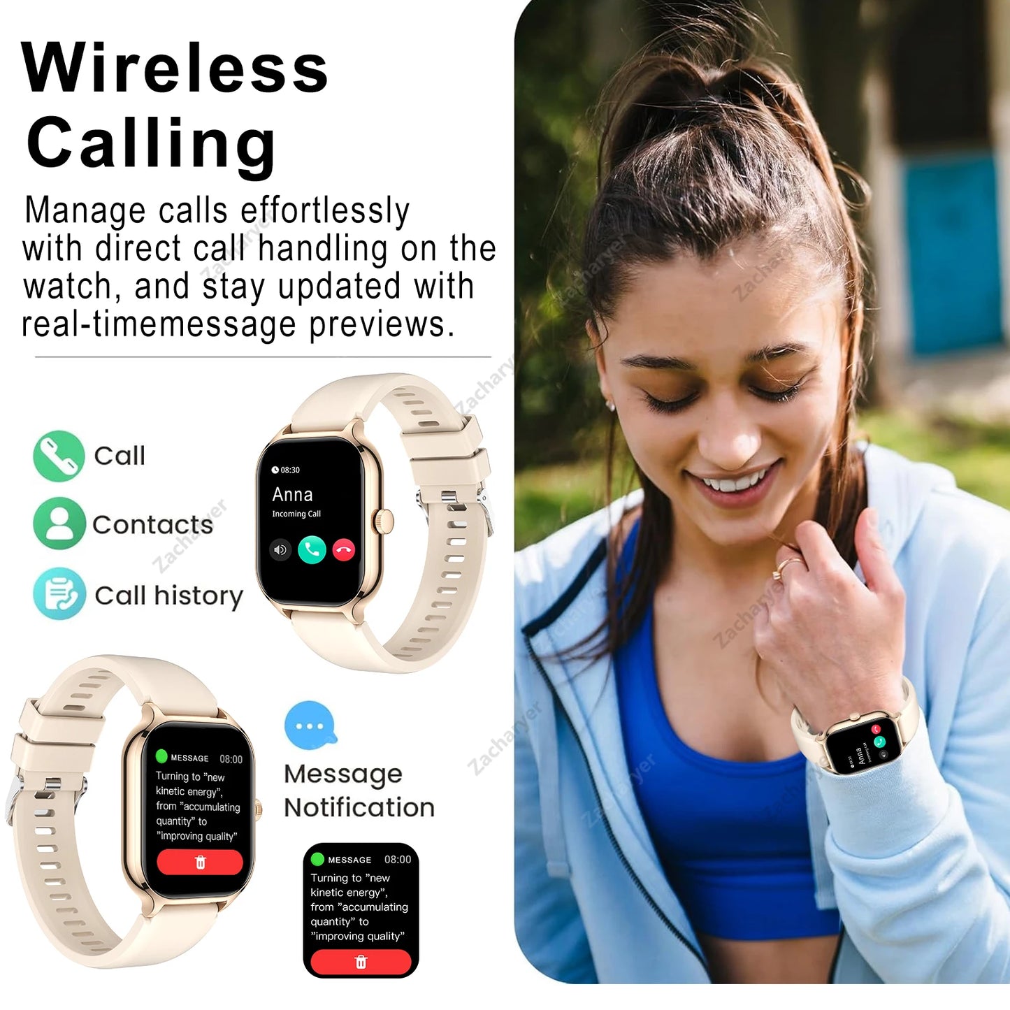 HOT Smart watch, call, message reminder, compatible with iPhone/android mobile phone