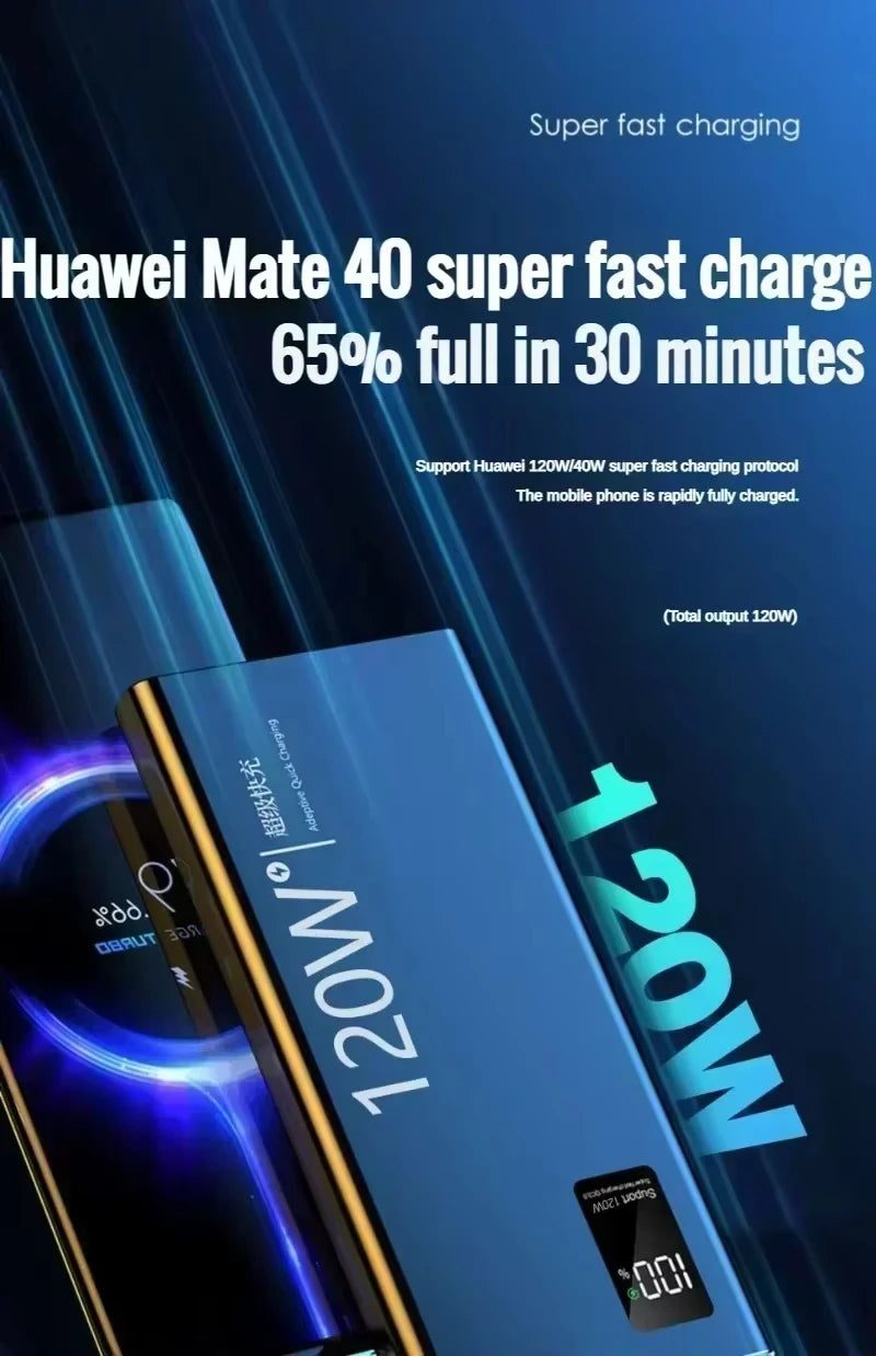 Oneplus CCC Certification Powerbank 120W Fast Charging 200000mAh High Capacity Power Bank Portable External Battery For Iphone