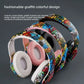 New Graffiti Wireless Overhead Headset with Mic LED Light LX-8686 High Quality TF Card Bluetooth Headphones for PC Gaming Child